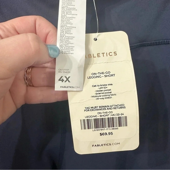 NWT Fabletics On The Go PowerHold High Waisted Leggings 4X Short Navy Blue - Picture 4 of 4